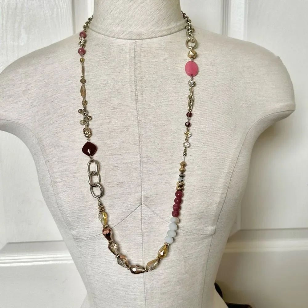 Loft pink and gold long necklace